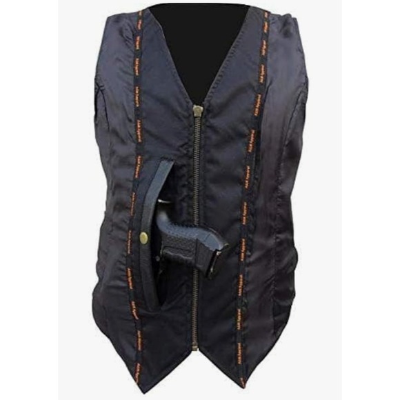 A&H Apparel Womens Cowhide Motorcycle Classic Leather Vest Gun Pocket womens‎ XL - Picture 7 of 8